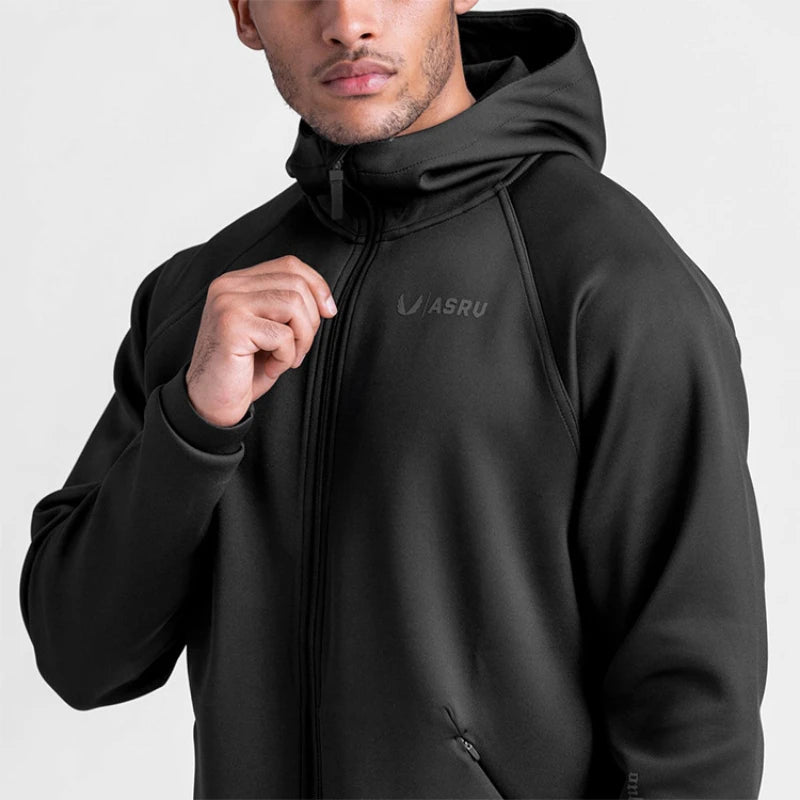 Men's Zippered Hoodie Sweatshirt Casual Gym Workout Fitness Jacket Loose Fit Spring Autumn Sports Hooded Zipper Clothing