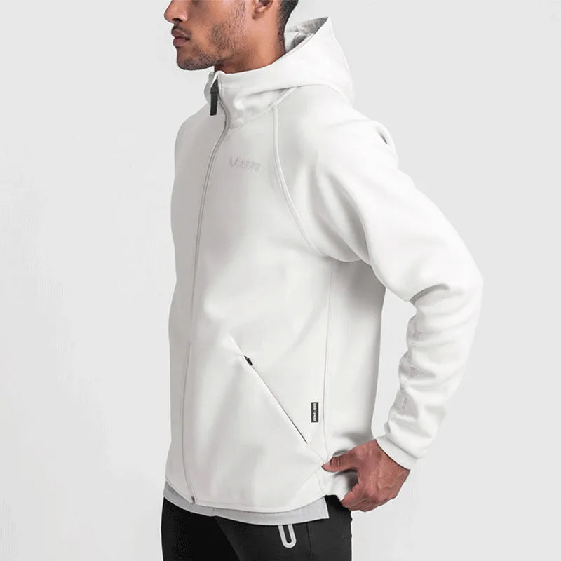 Men's Zippered Hoodie Sweatshirt Casual Gym Workout Fitness Jacket Loose Fit Spring Autumn Sports Hooded Zipper Clothing