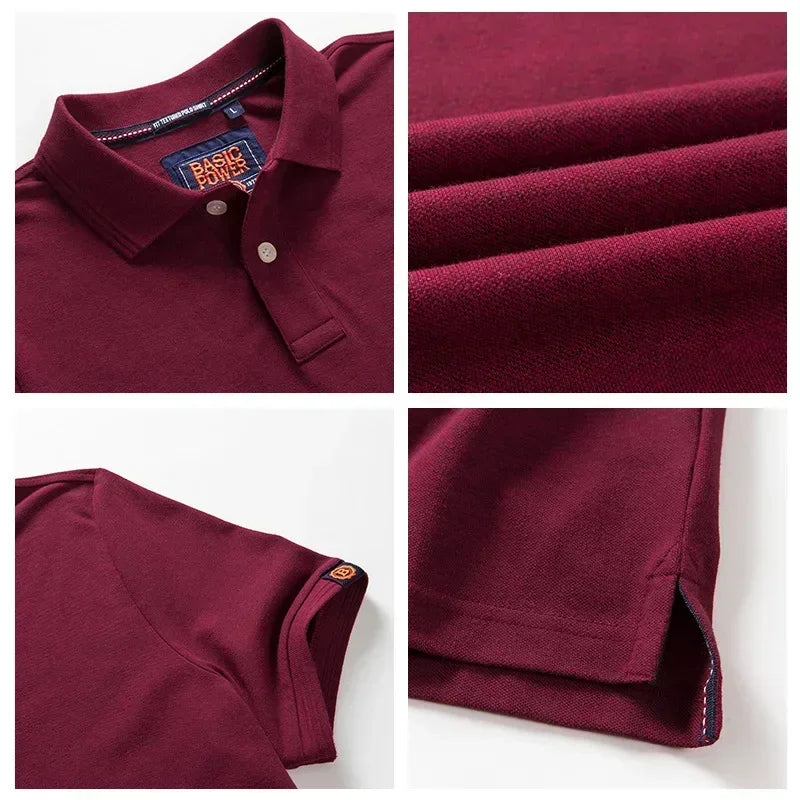 Men's Summer Streetwear Fashion Lapel Cotton Golf Polo Shirt Luxury Oversized Top Smart Casual Solid Color T-shirt