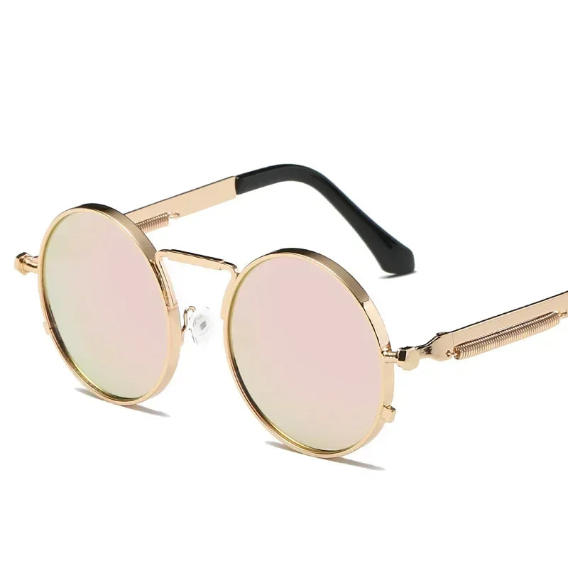 Vintage Men Sunglasses Women Retro Punk Round Metal Frame Colorful Lens Sun Glasses Fashion Eyewear Gafas sol mujer