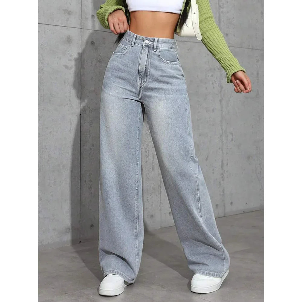 High Waist Straight Leg Jeans Women's Summer New Loose Casual Long Pants Wish Trendy Brand Cross-Border Fashionable Denim