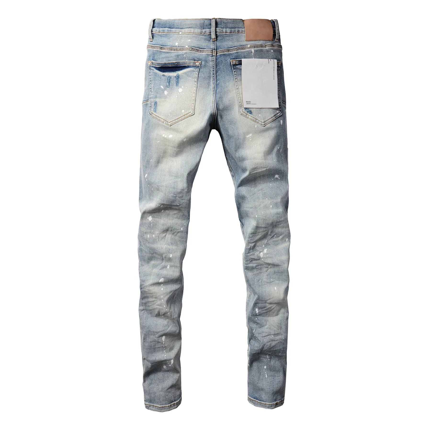 2025 Jeans Man's High Street Blue Ripped Distressed Skinny Jeans Low Rise Denim Trousers Fashion Repair Pants 9003
