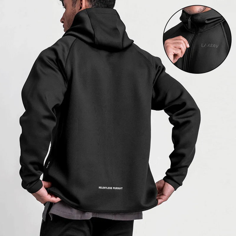 Men's Zippered Hoodie Sweatshirt Casual Gym Workout Fitness Jacket Loose Fit Spring Autumn Sports Hooded Zipper Clothing