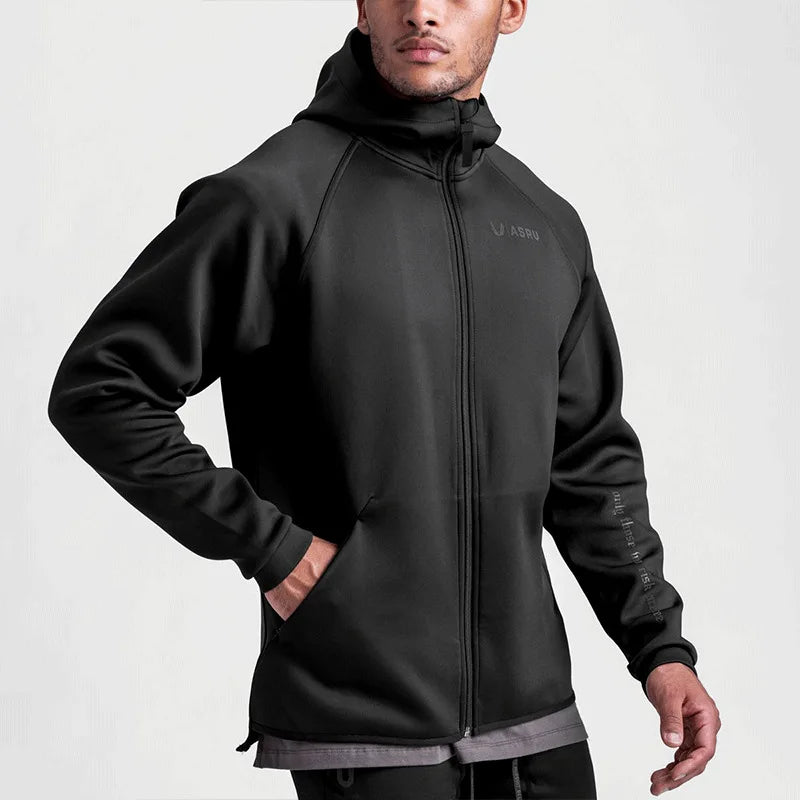 Men's Zippered Hoodie Sweatshirt Casual Gym Workout Fitness Jacket Loose Fit Spring Autumn Sports Hooded Zipper Clothing