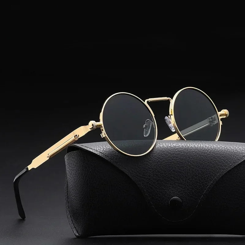 Vintage Men Sunglasses Women Retro Punk Round Metal Frame Colorful Lens Sun Glasses Fashion Eyewear Gafas sol mujer