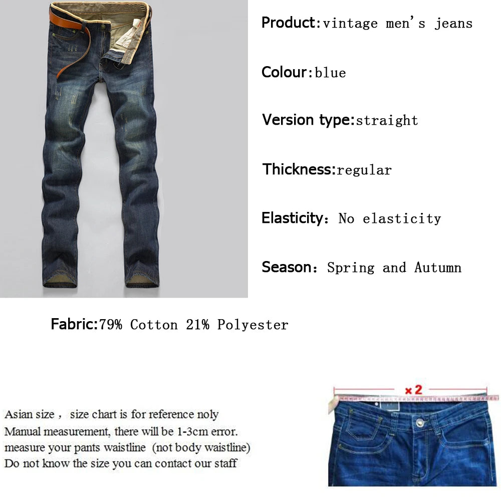 2025 Casual Jeans Men Business Straight Jeans Stretch Denim Pants Trousers Slim Fit Classic Cowboys Young Man Jeans