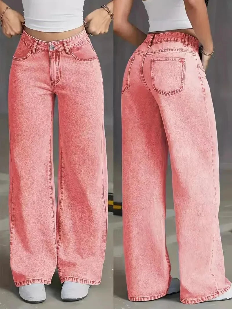 High Waist Straight Leg Jeans Women's Summer New Loose Casual Long Pants Wish Trendy Brand Cross-Border Fashionable Denim