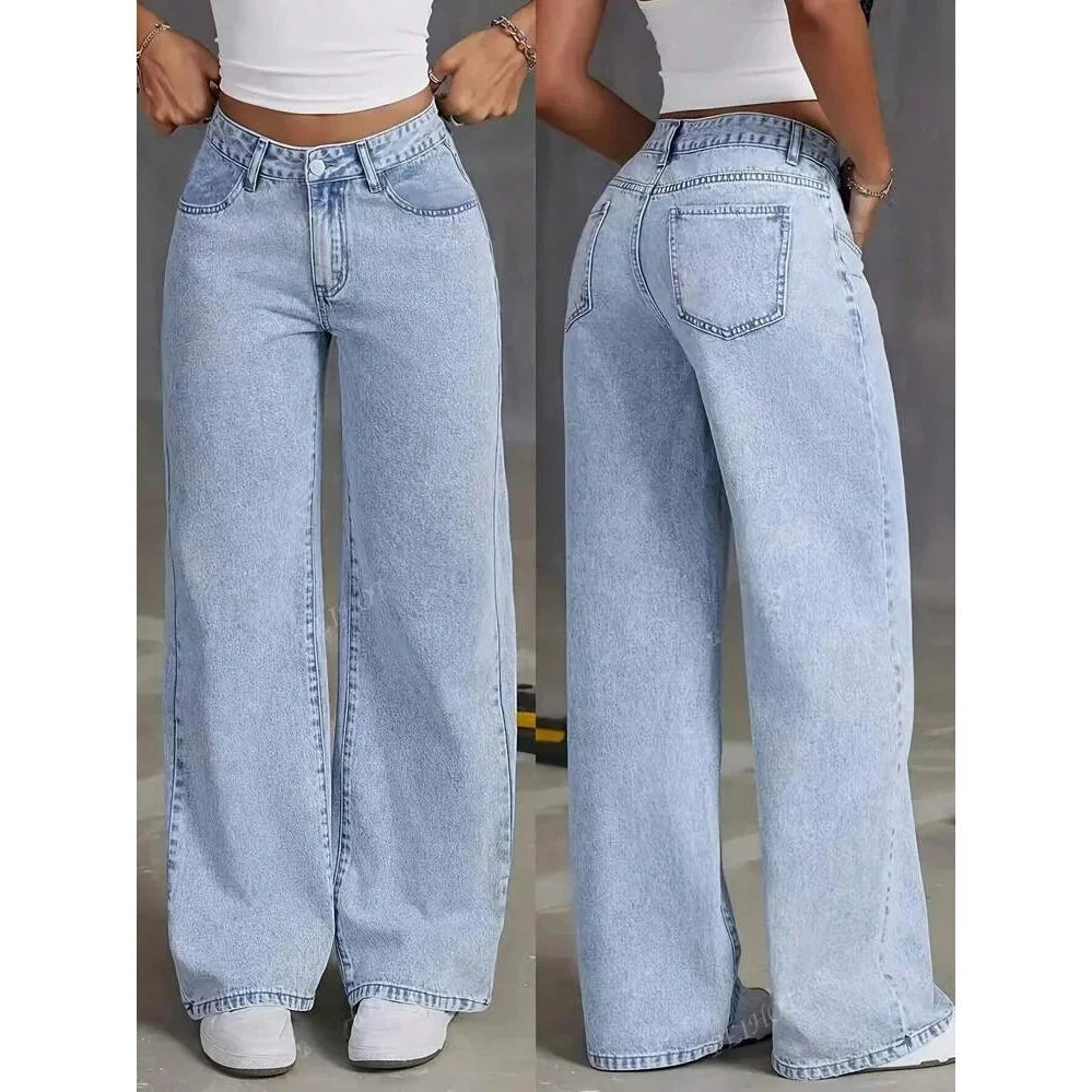 High Waist Straight Leg Jeans Women's Summer New Loose Casual Long Pants Wish Trendy Brand Cross-Border Fashionable Denim