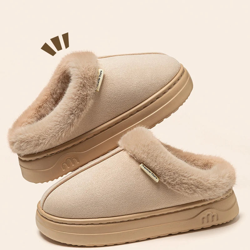 Winter Men Slippers Fur Warm Comfort Breathable Indoor Outdoor Non-slip Couple Fashion Snow Boots Casual Home Shoes