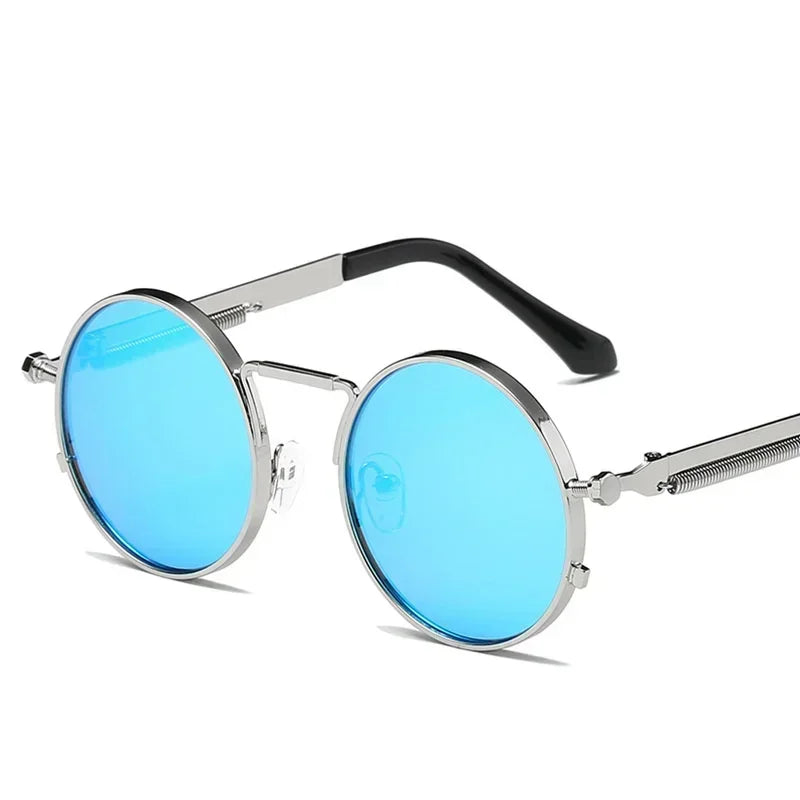 Vintage Men Sunglasses Women Retro Punk Round Metal Frame Colorful Lens Sun Glasses Fashion Eyewear Gafas sol mujer