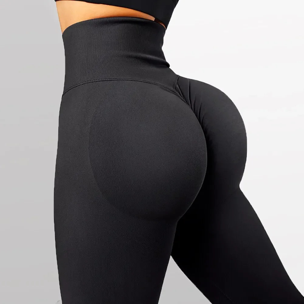 Knitted Seamless Fitness Leggings GYM Pants Women High Waist Push Up Leggings  Tight Peach Buttocks