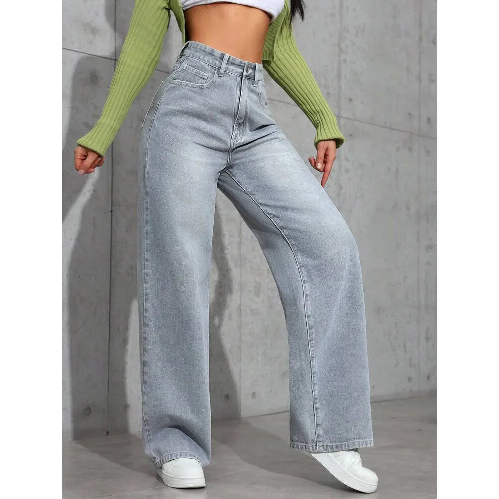 High Waist Straight Leg Jeans Women's Summer New Loose Casual Long Pants Wish Trendy Brand Cross-Border Fashionable Denim