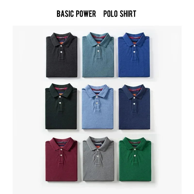 Men's Summer Streetwear Fashion Lapel Cotton Golf Polo Shirt Luxury Oversized Top Smart Casual Solid Color T-shirt