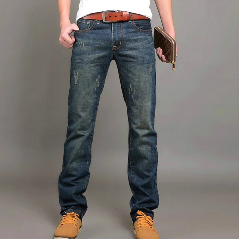 2025 Casual Jeans Men Business Straight Jeans Stretch Denim Pants Trousers Slim Fit Classic Cowboys Young Man Jeans