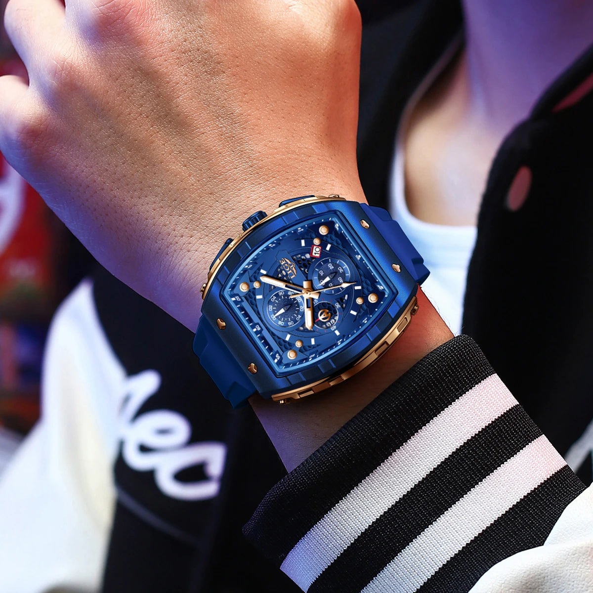 LIGE Top Brand Men's Watches Luxury Square Quartz Wristwatch Waterproof Luminous Chronograph Watch for Men Date Clock